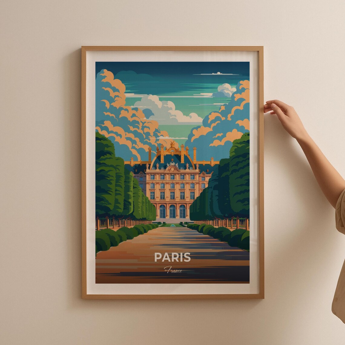 Paris France Grand Palace Formal Gardens Classical Travel Poster - Image 2