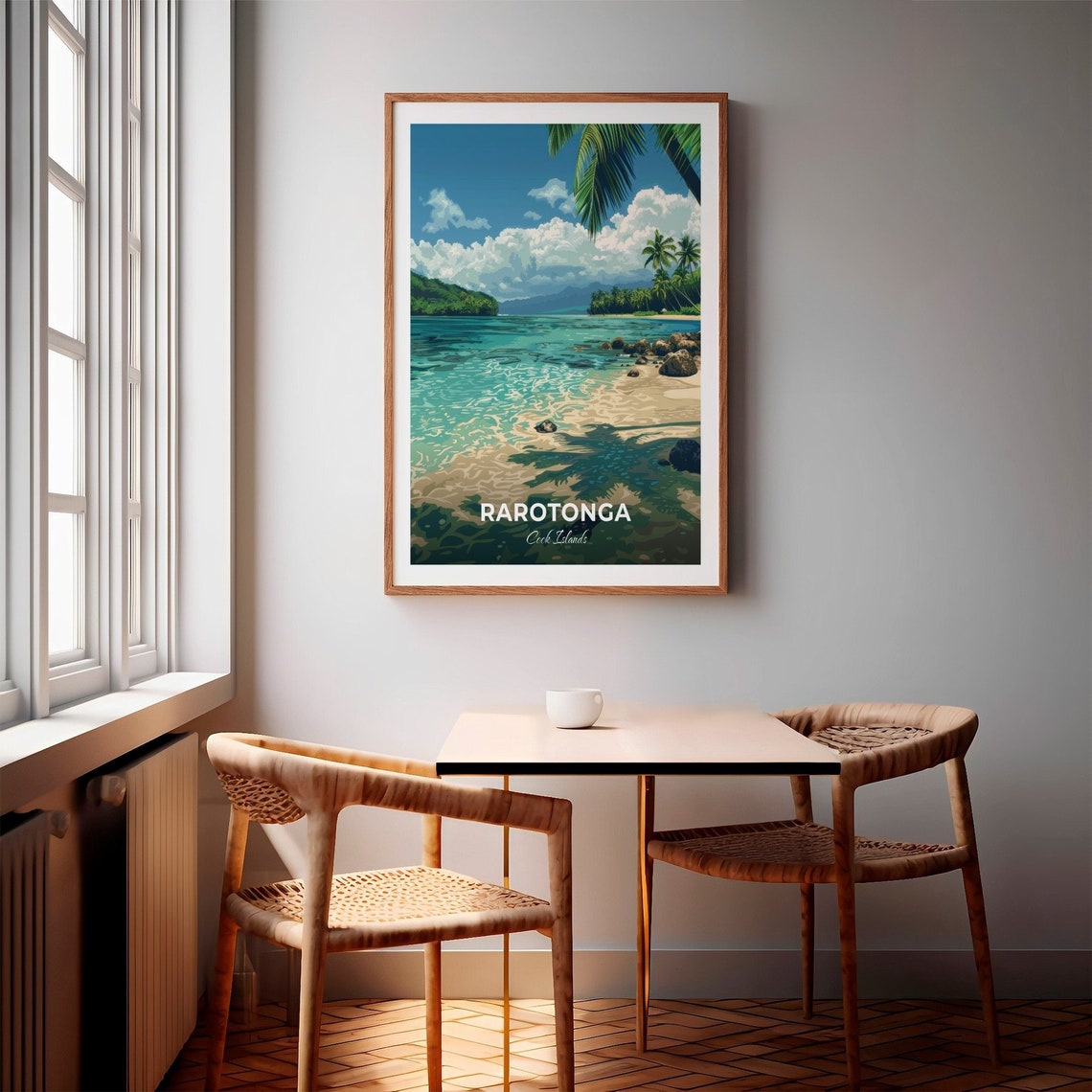 Rarotonga Muri Beach Shallow Turquoise Waters Palm Shadows Poster - Image 2