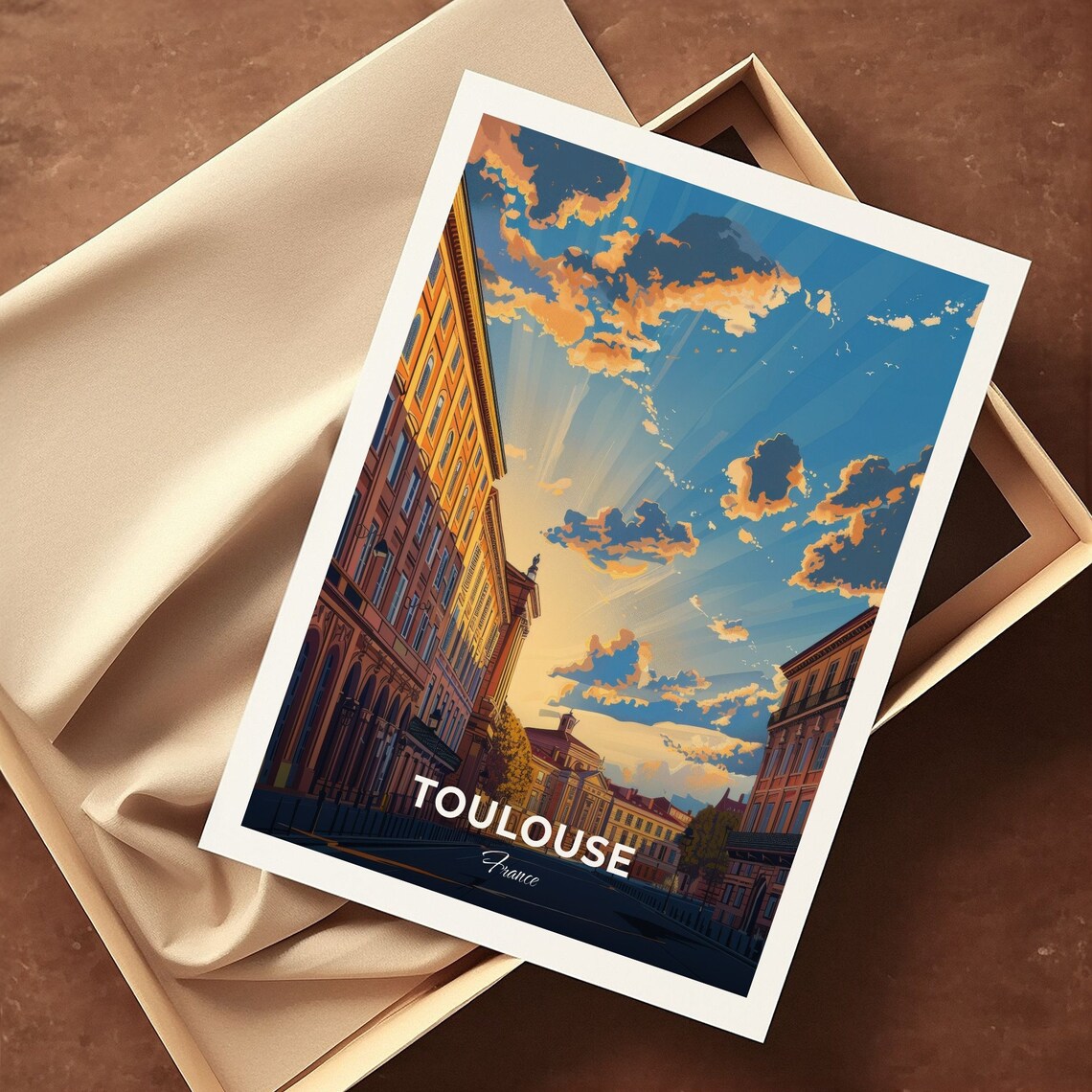 Toulouse France Historic Street Sunset Glow Travel Art Poster - Image 3