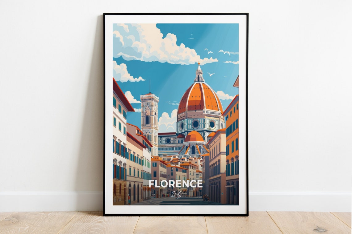 Florence Duomo Cathedral Terracotta Dome Skyline Travel Poster