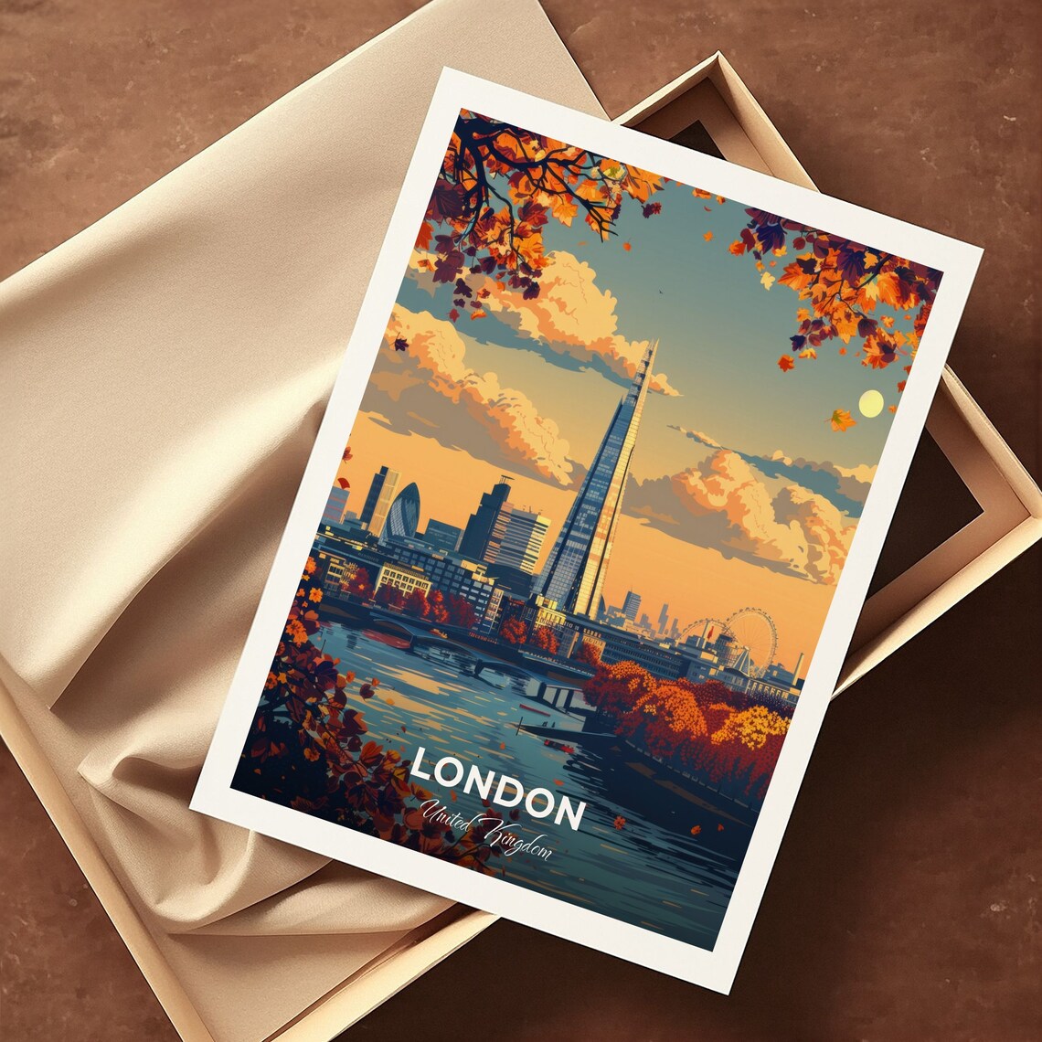 London The Shard Thames Sunset Modern Skyline River Travel Poster - Image 3