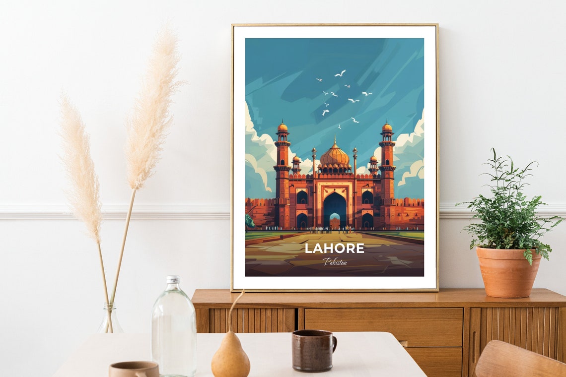Lahore Pakistan Badshahi Mosque Grand Vivid Sandstone Poster - Image 2