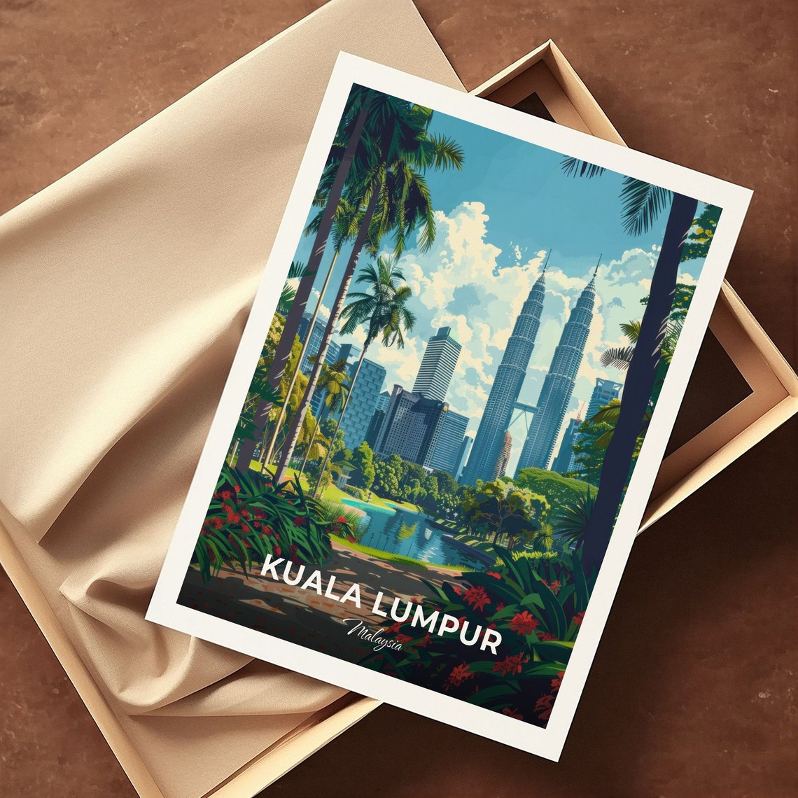 Kuala Lumpur Malaysia KLCC Park Twin Towers Palms Garden View Poster - Image 3