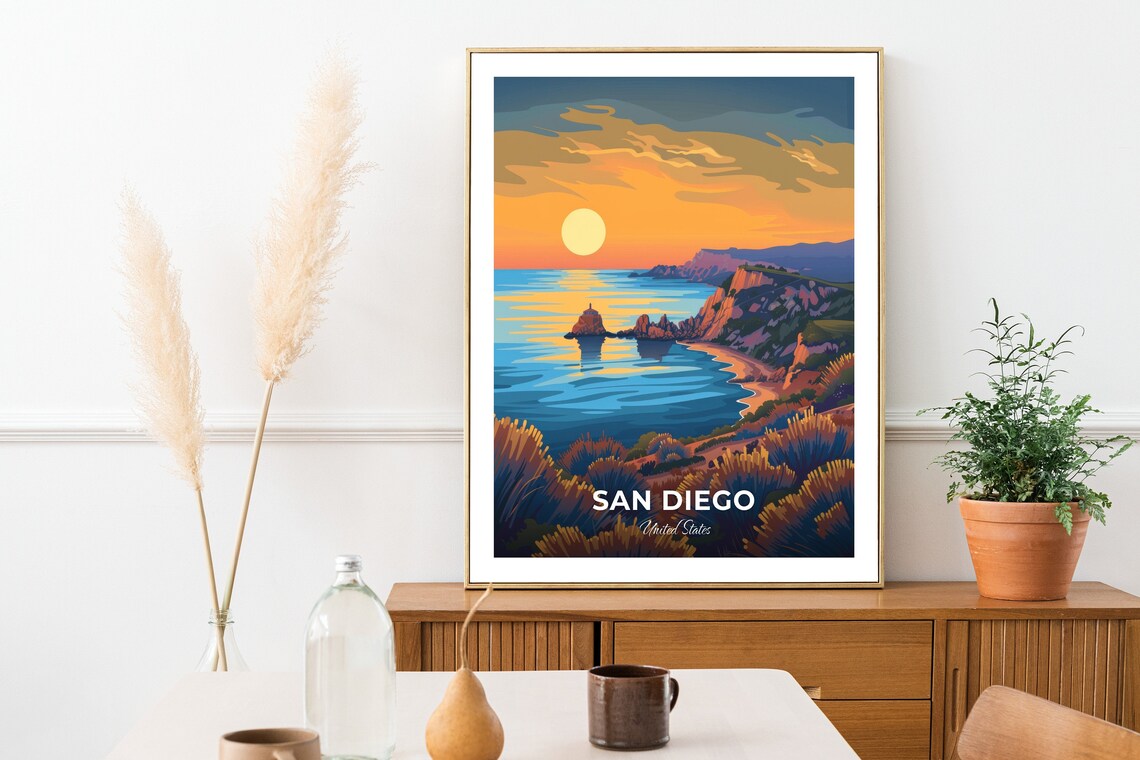 San Diego United States Cabrillo Coast Sunset Cliffs Ocean View Poster - Image 2