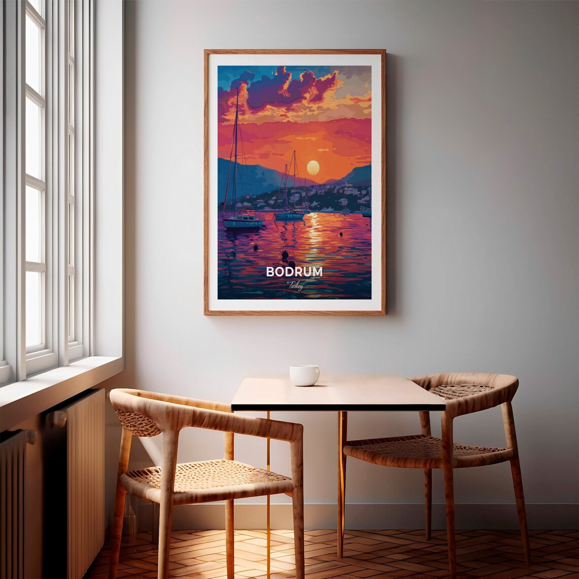 Bodrum Turkey Gundogan Sunset Sailboats Golden Bay Glow Poster - Image 2