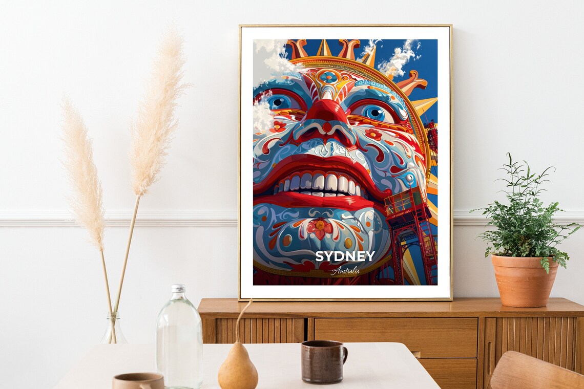 Sydney Luna Park Giant Face Carnival Entrance Iconic Travel Poster - Image 2