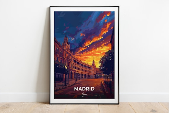 Madrid Spain Grand Historic Arena Sunset Facade Travel Poster