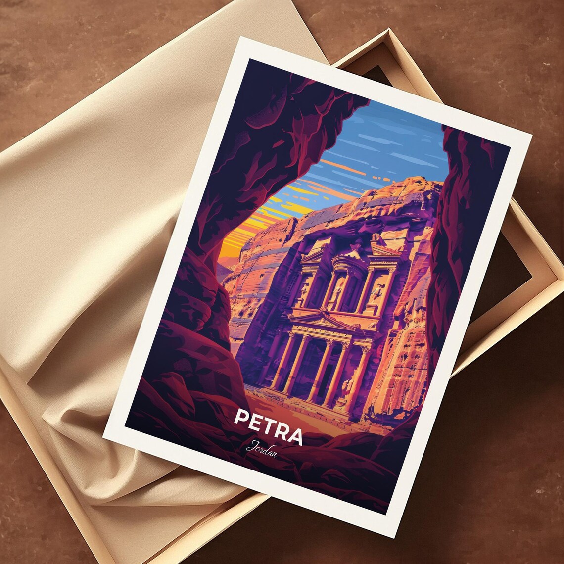 Petra Jordan Al Khazneh Treasury Siq Canyon Sunset Travel Poster - Image 4