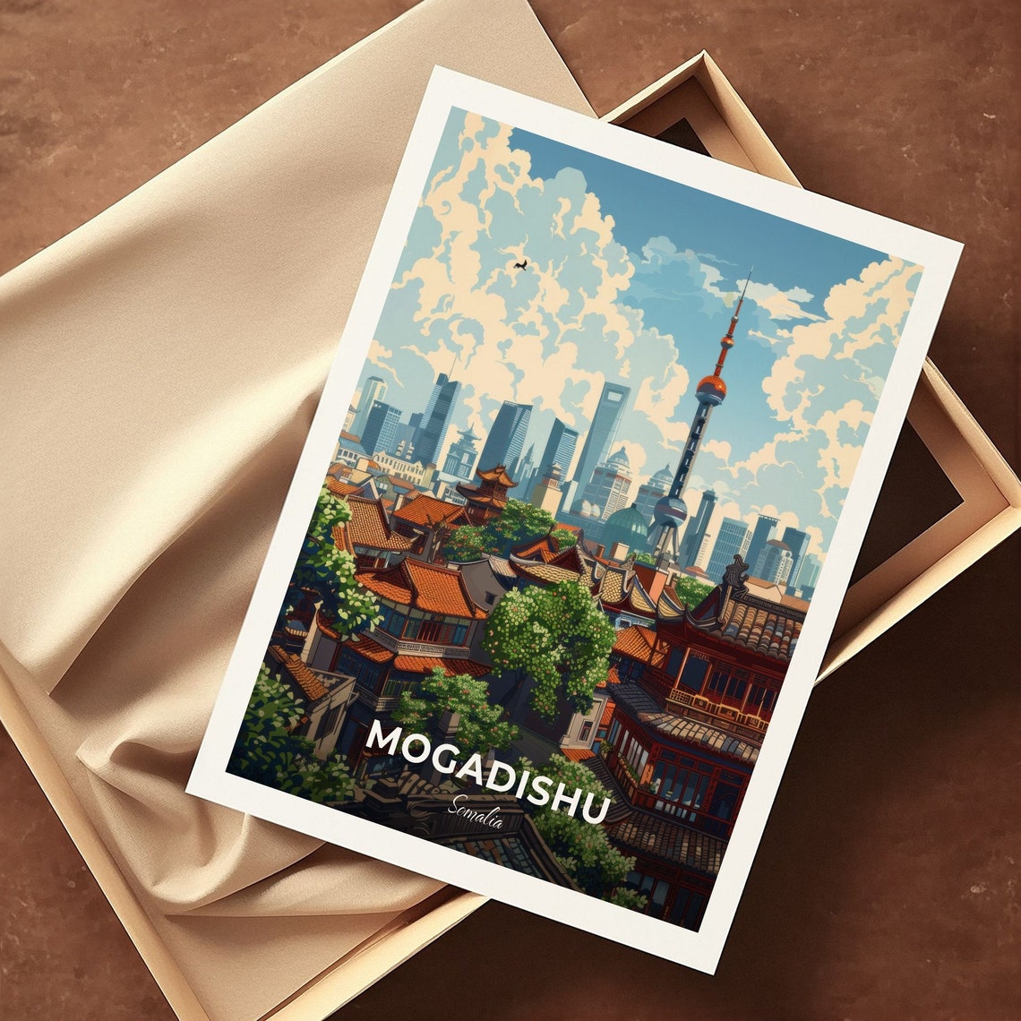 Mogadishu Old Chinese City Rooftops Shanghai Tower Skyline Poster - Image 3