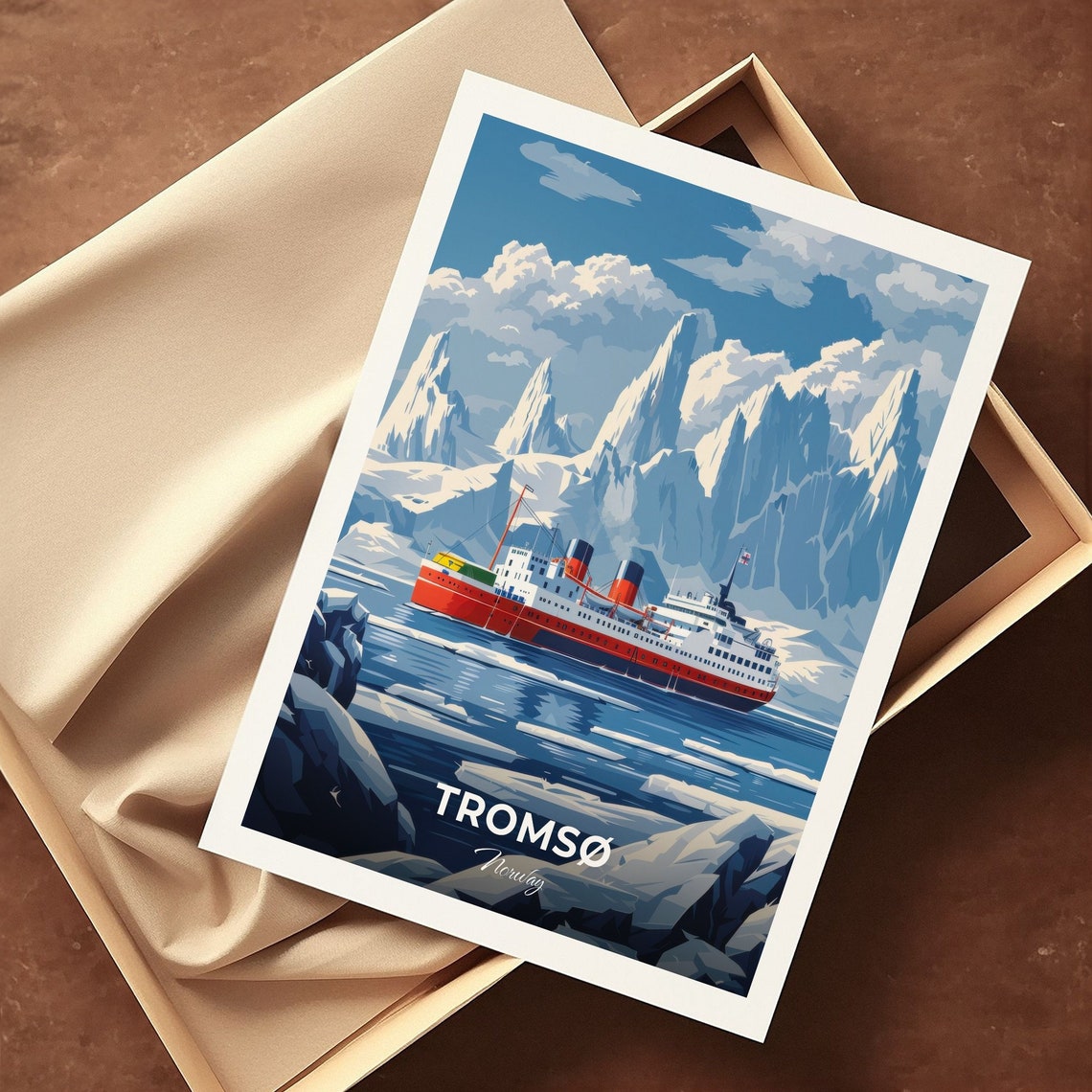 Tromso Norway Arctic Ship Icy Waters Mountain Iceberg Travel Poster - Image 3