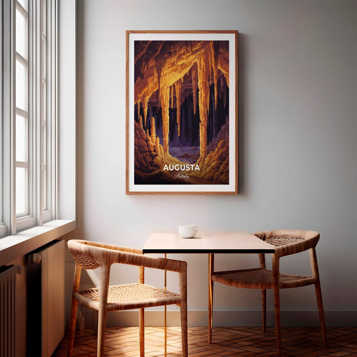 Augusta Australia Golden Stalactite Cave Interior Wonder Travel Poster - Image 2