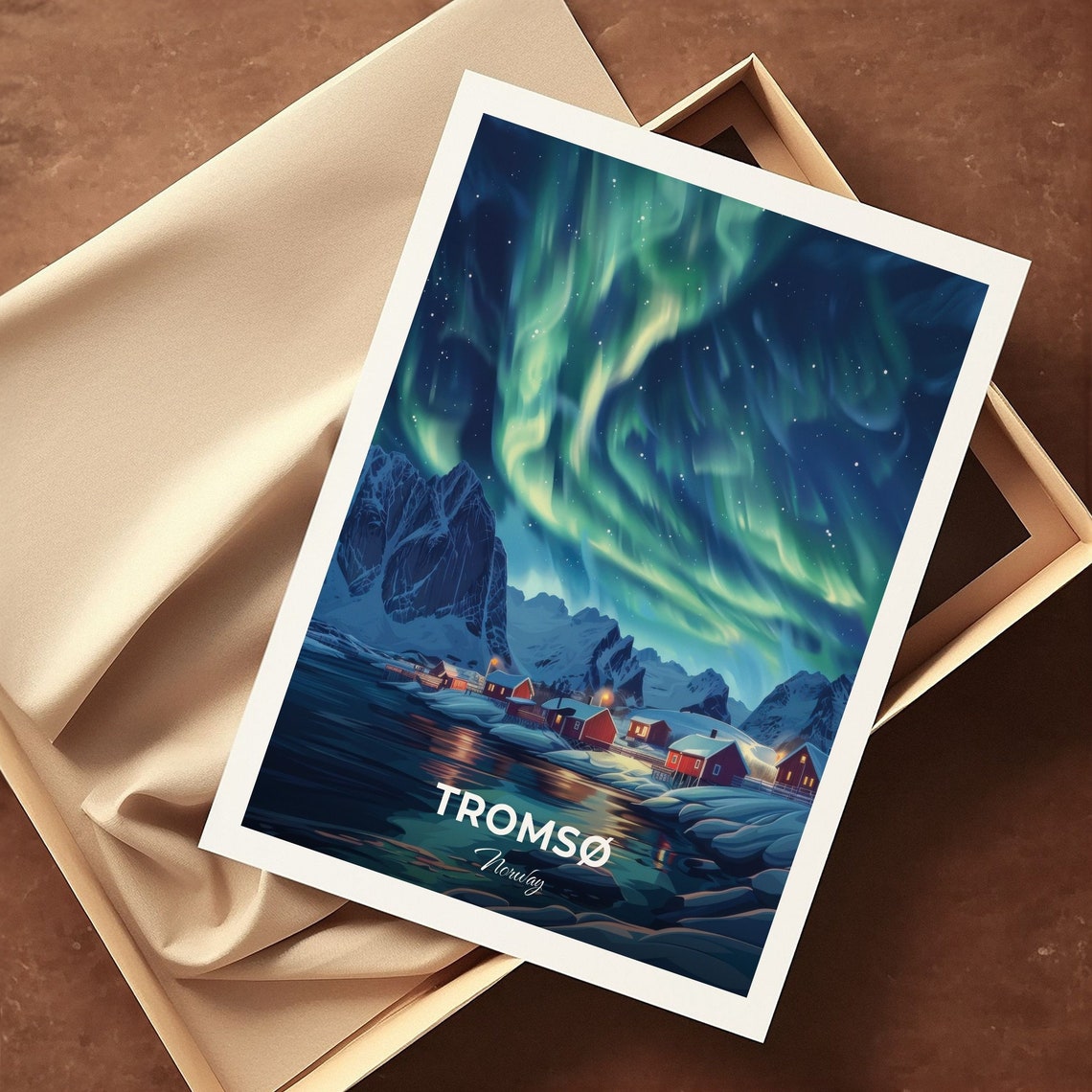 Tromso Norway Northern Lights Aurora Arctic Night Sky Travel Poster - Image 3