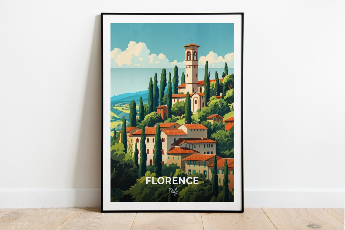 Florence San Miniato al Monte Hilltop Church Travel Scene Poster