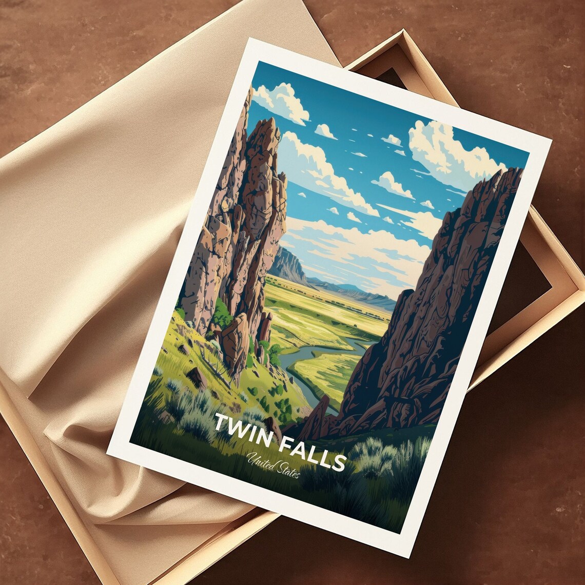 Twin Falls Travel Poster City Of Rocks National Reserve City Print Cityscape Artwork Birthday Wedding Gift Wall Art Location Print - Image 3