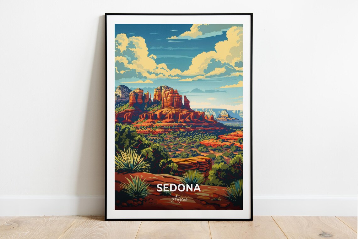 Sedona Arizona Red Rock Desert Landscape Vintage Travel Poster