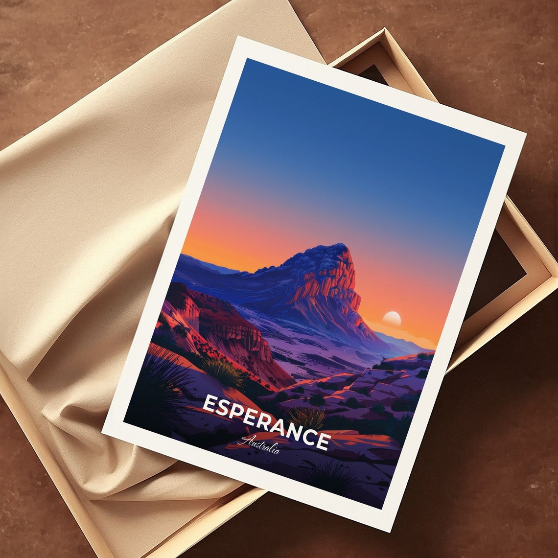 Esperance Australia Desert Peak Burning Orange Horizon Poster - Image 3