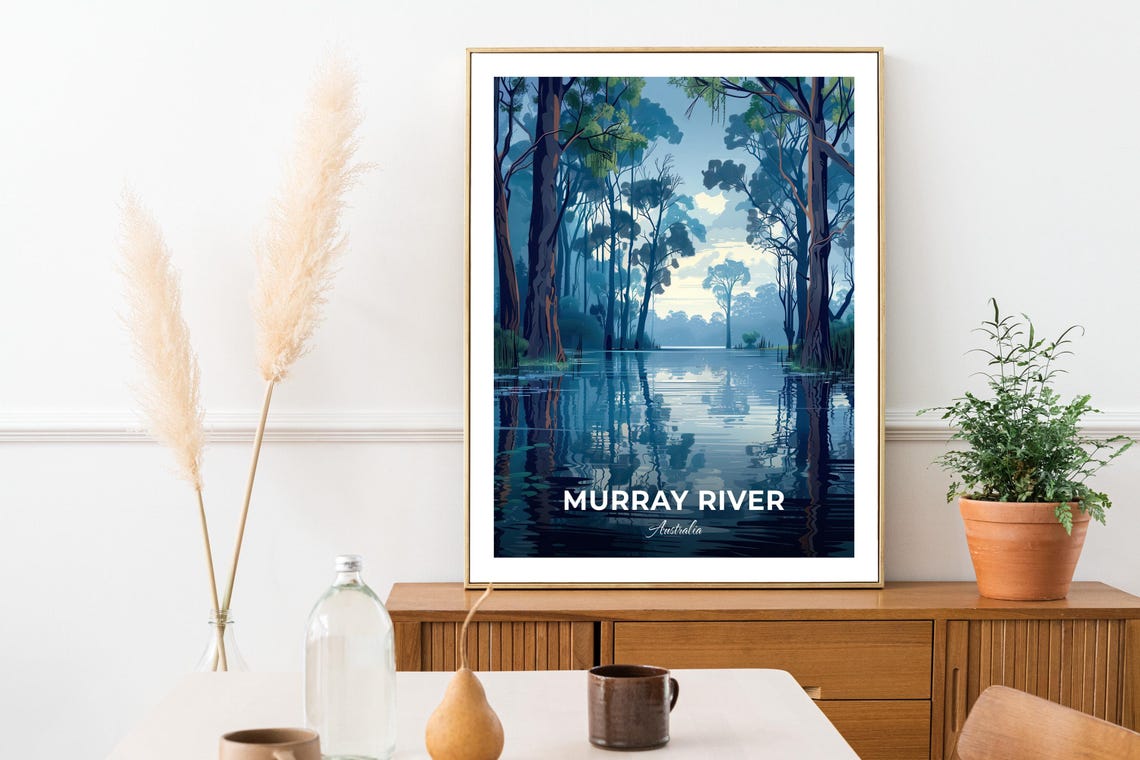 Murray River Australia Blue Forest River Reflections Travel Poster - Image 3