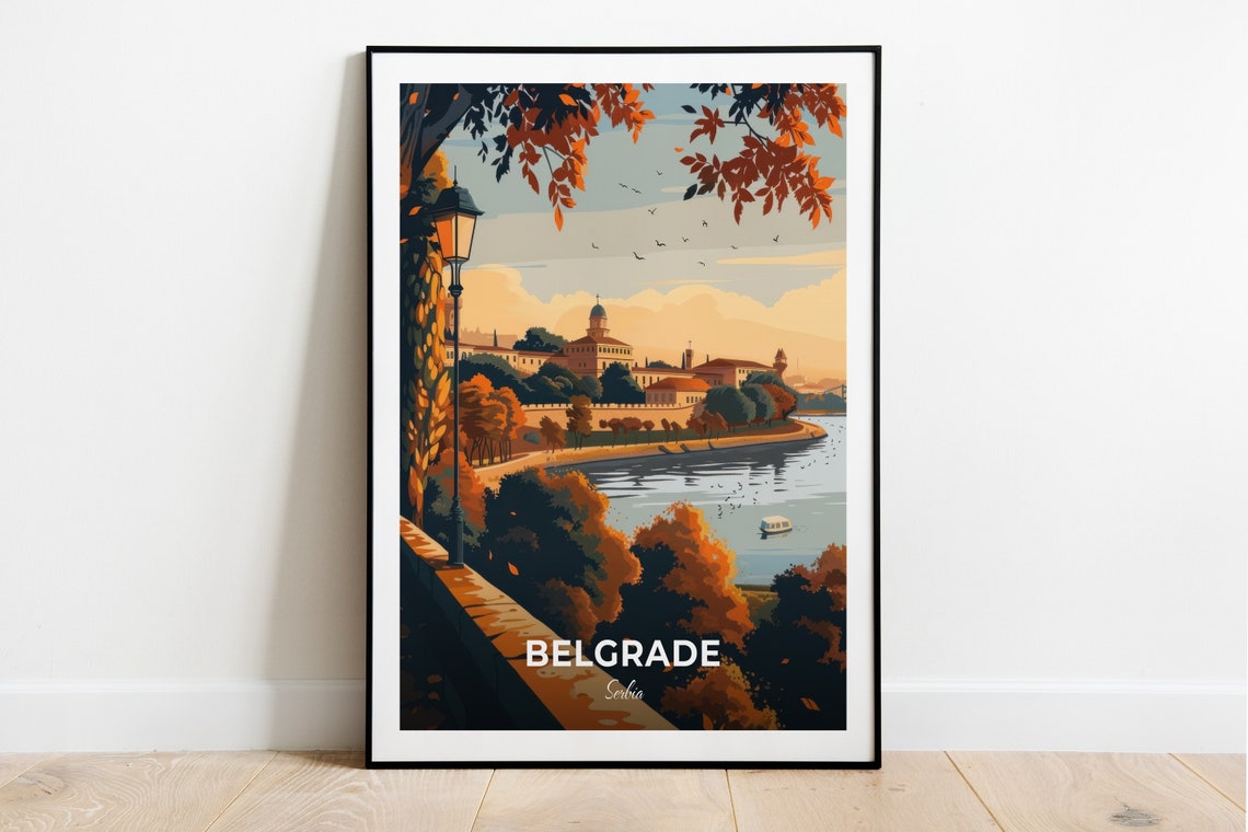 Belgrade Kalemegdan Park Golden Hour Riverside Walk Travel Poster