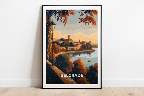 Belgrade Kalemegdan Park Golden Hour Riverside Walk Travel Poster