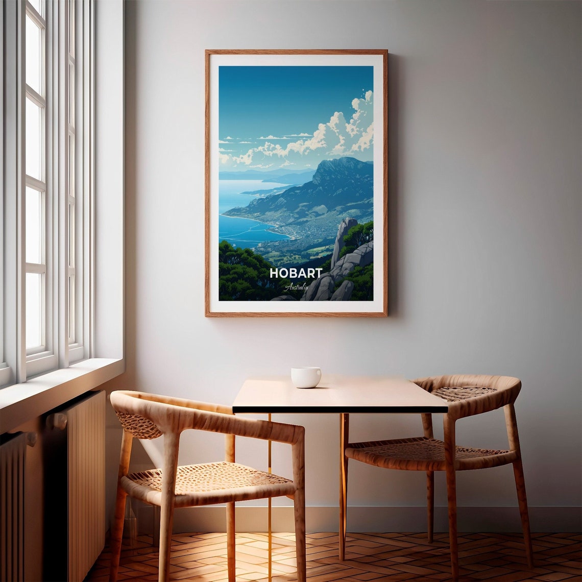 Hobart Australia Mount Wellington Panoramic Harbor View Blue Poster - Image 2