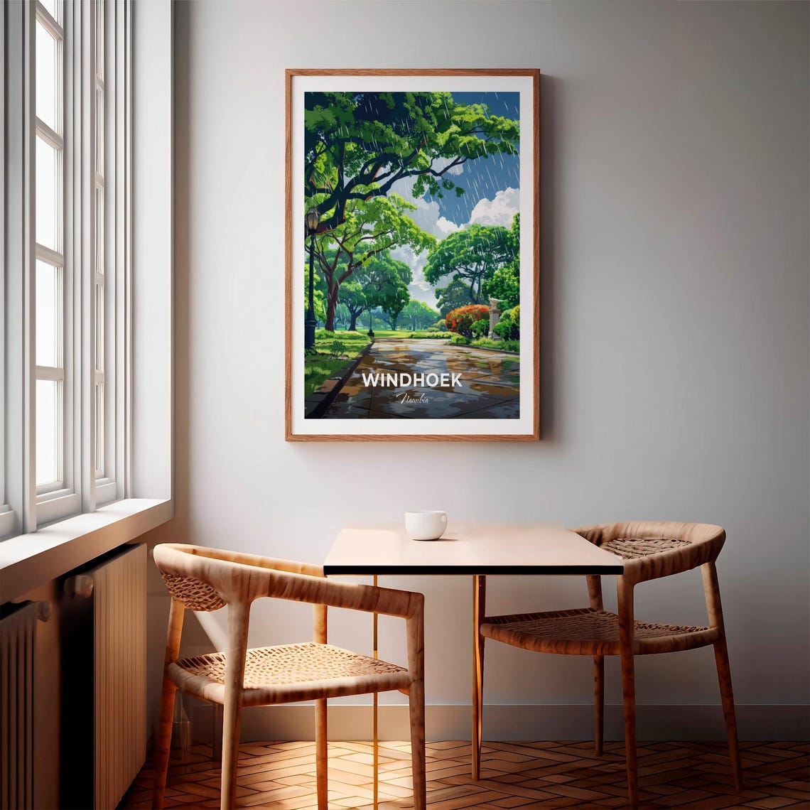 Windhoek Namibia Rainy Garden Park Path Modern Travel Poster - Image 3