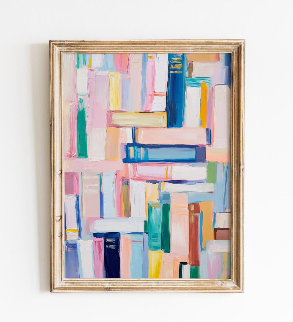 Pastel Abstract Bookshelf Books Painting Bookworm Reading Nook Poster