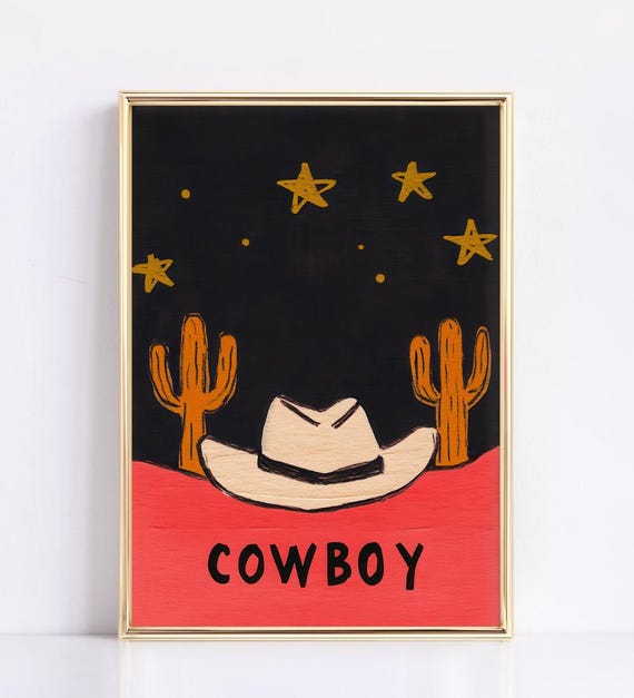 Retro Wild West Cowboy Poster Vintage Western Art Print Rustic Cowboy Wall Art Decor Old West Western Home Print