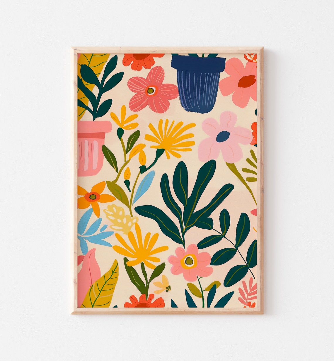 Cheerful Wildflower Pattern Modern Flat Botanical Garden Art Poster - Image 2