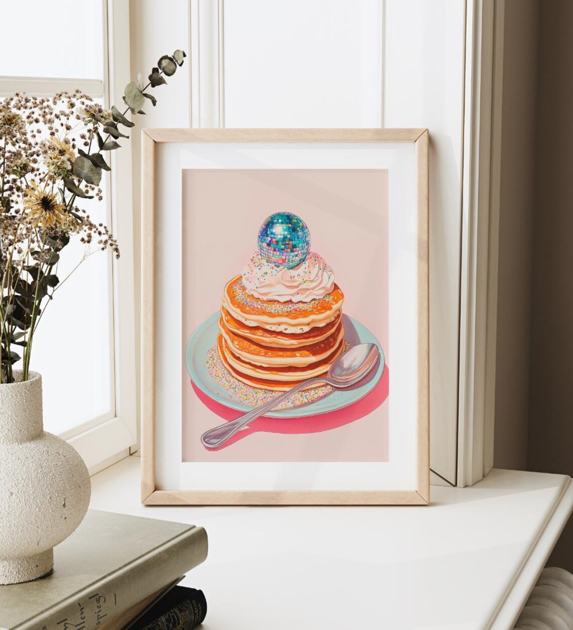 Retro Disco Pancakes, Trendy Foodie Kitchen Art - Image 3