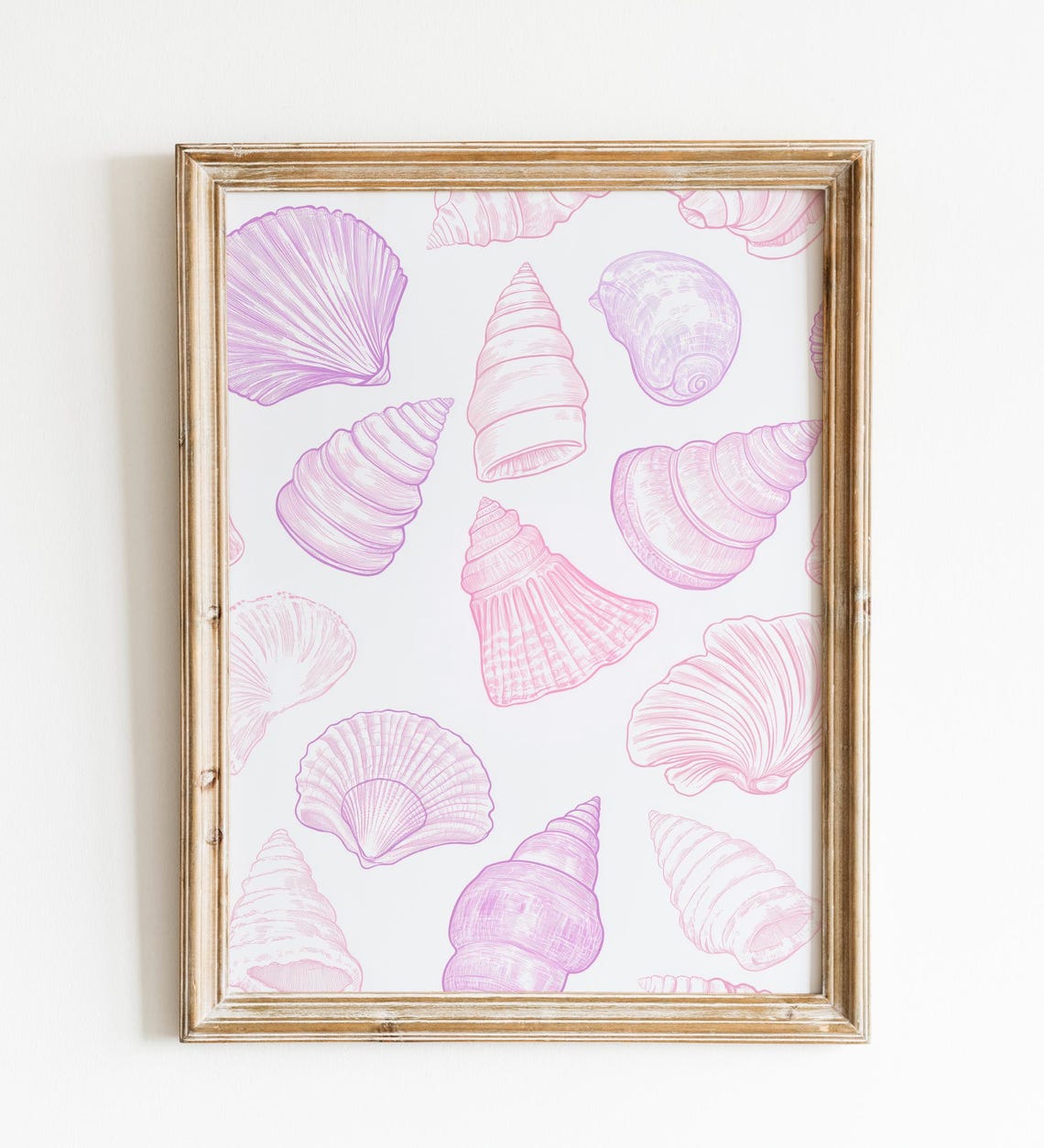 Pastel Pink Seashell Line Art Vintage Coastal Wall Decor Poster - Image 2