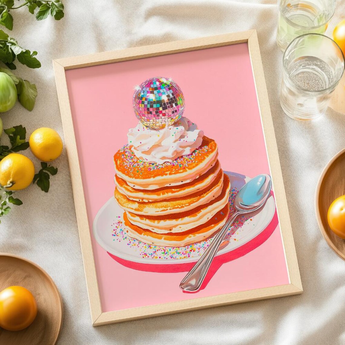 Retro Disco Pancakes, Trendy Kitchen Decor Poster - Image 2