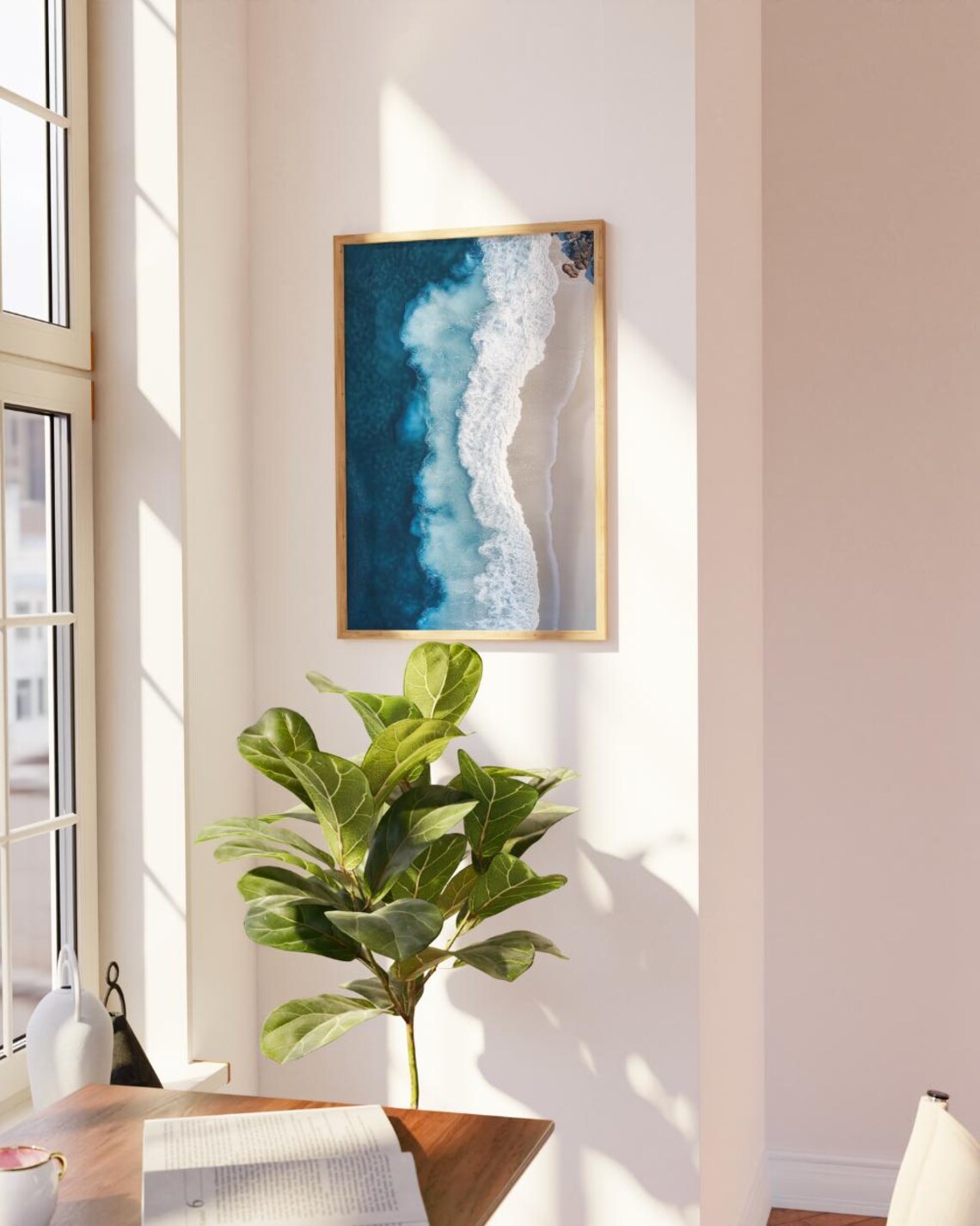 Aerial Ocean Wave Art Print Modern Coastal Blue Abstract Beach Wall Decor - Image 3