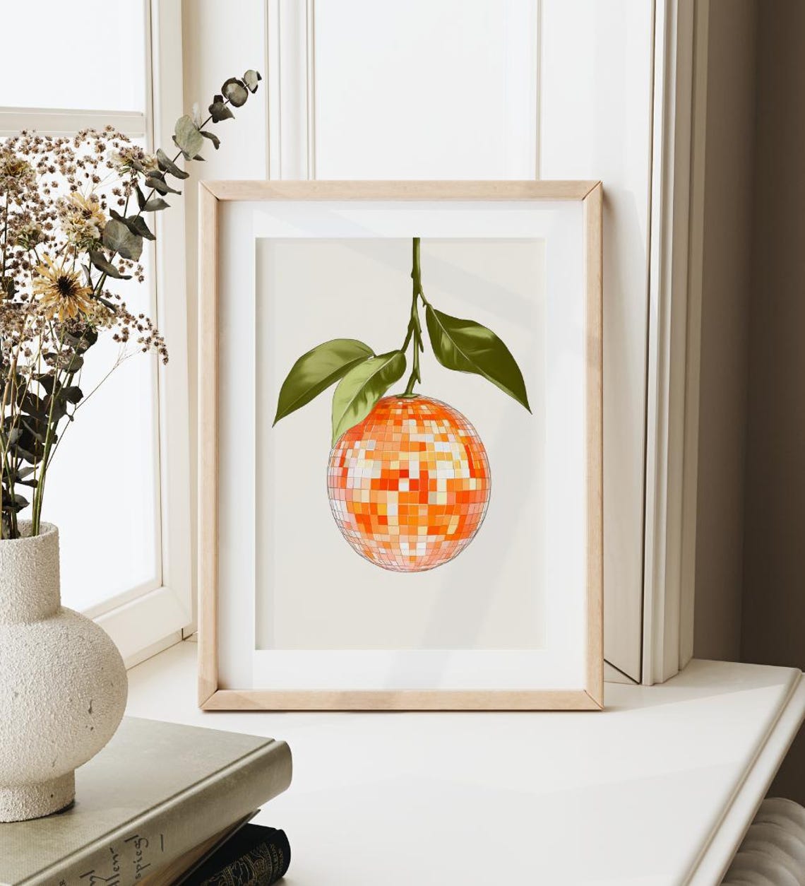 Orange Disco Ball Hanging Branch Citrus Funky Retro Style Poster - Image 3