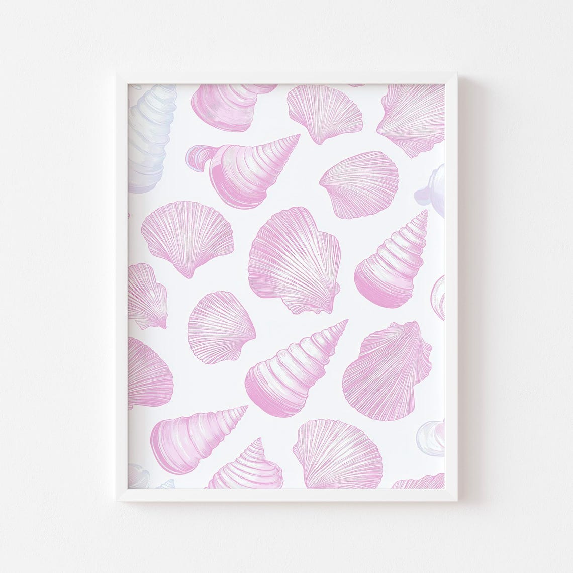 Pink Pastel Seashells Scattered Shell Beach Dorm Decor Poster
