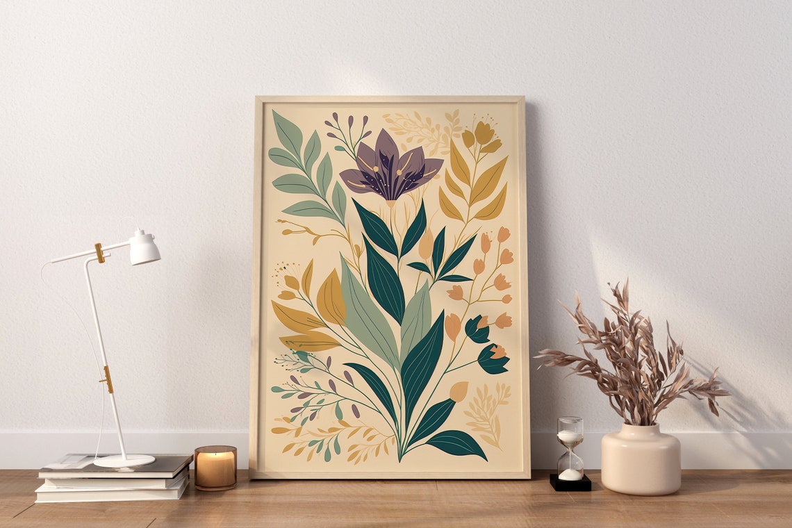 Botanical Wildflower Illustration Cream Garden Vintage Art Poster - Image 2