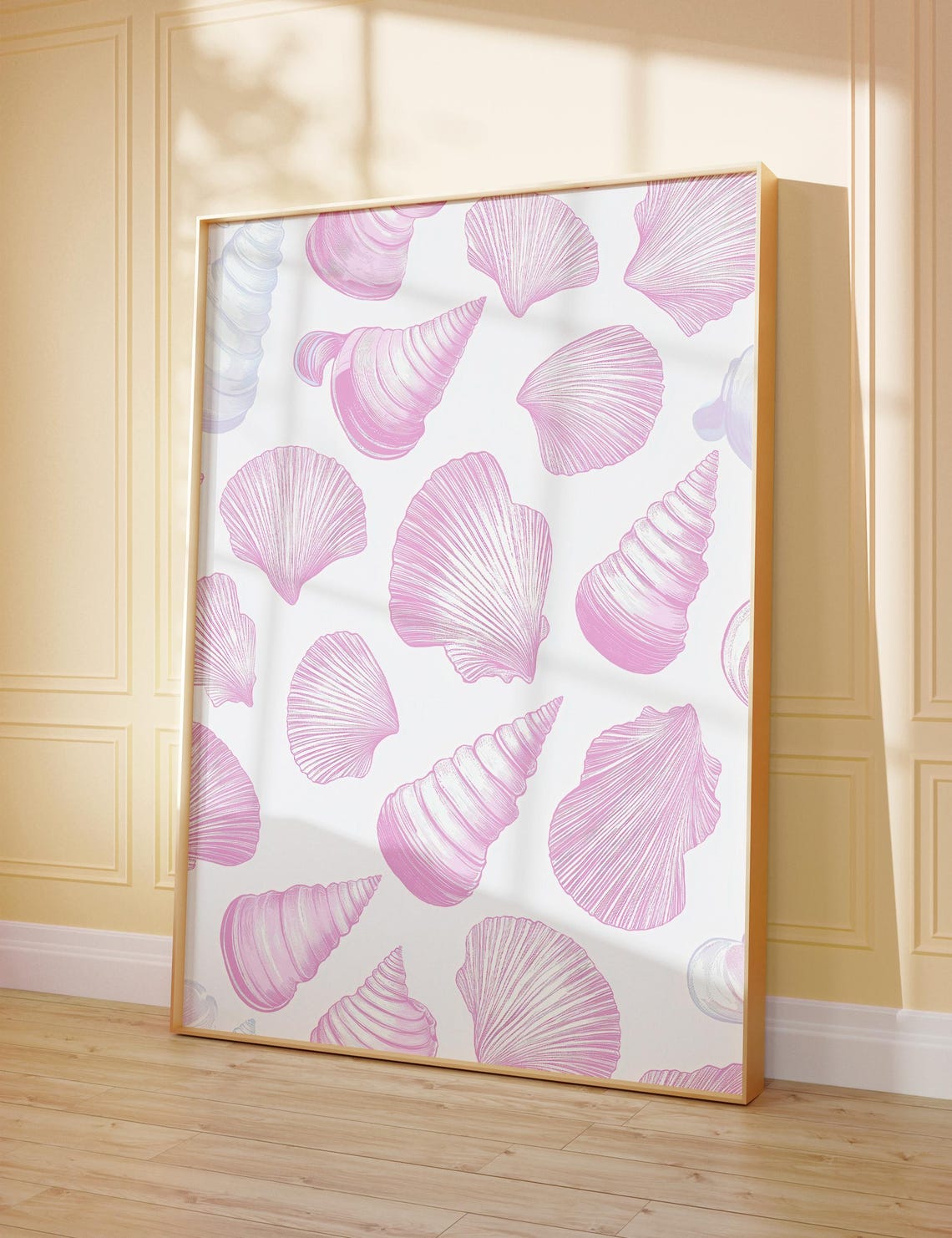 Pink Pastel Seashells Scattered Shell Beach Dorm Decor Poster - Image 2