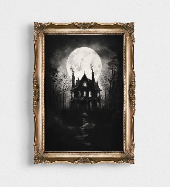 Moody Dark Landscape Print Landscape Vintage Painting Dark Academia Vintage Gothic Print Moody Wall Art Instant
