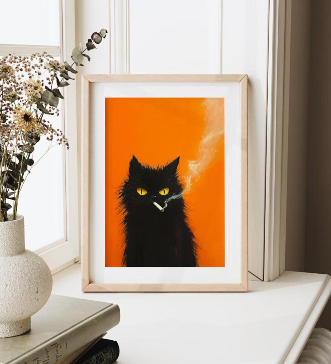 Smoking Cat, Antique Victorian Vintage Kitsch Poster - Image 2