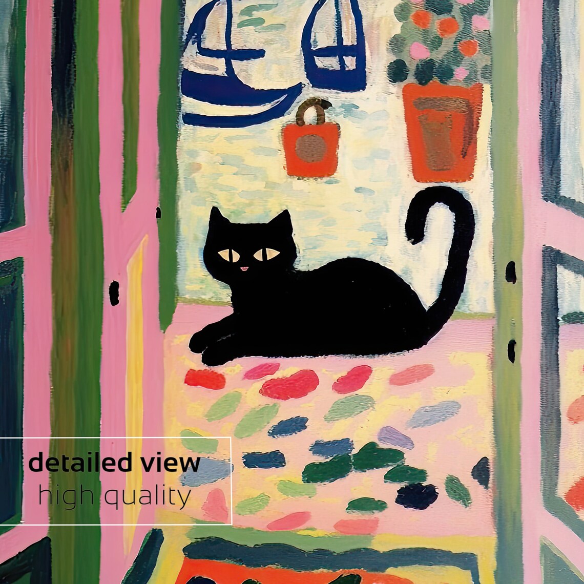 Henri Matisse Style Black Cat Open Window Fauvist Art Poster - Image 3