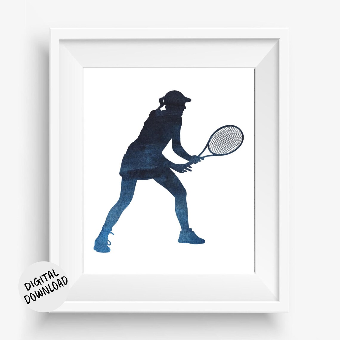 Tennis Player Silhouette Art Print, Sports Decor