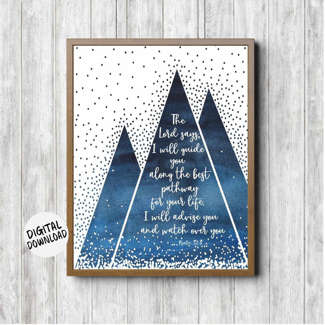 Psalm 32:8 Scripture Boy Nursery Watercolor Print
