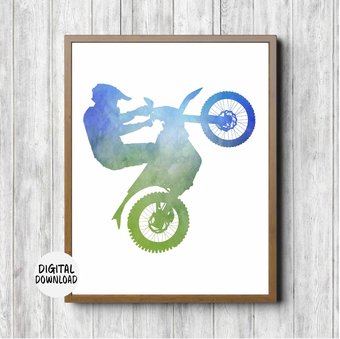 Motocross Bike Rider Watercolor Silhouette Art Print