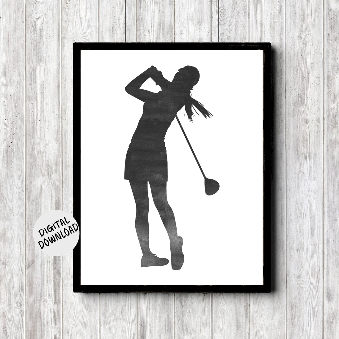 Female Golfer Silhouette Art Print, Golf Gift