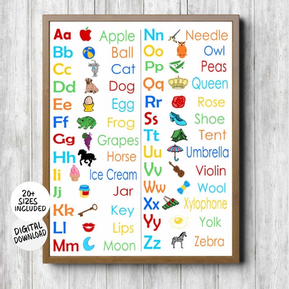 Alphabet Chart Wall Art Classroom Wall Decor Colorful Kids Room Nursery Educational Poster Alphabet Pictures Bright Colors