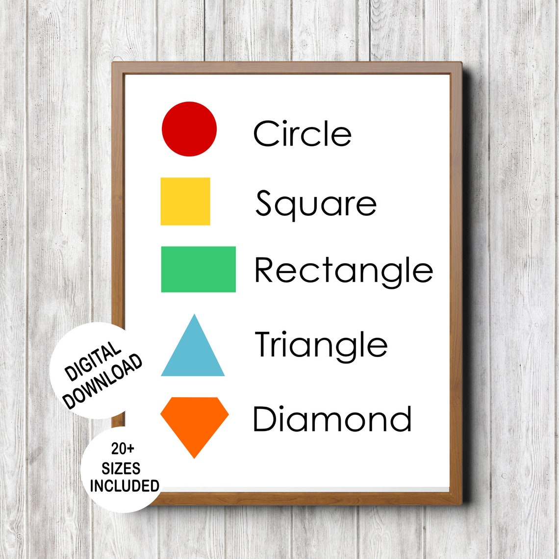 Educational Shapes Chart Poster for Classroom and Nursery Decor