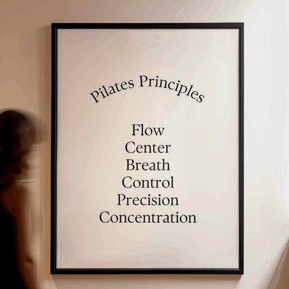 Pilates Principles Wall Art Pilates Studio Home Decor Gym Workout Quote Poster Inspirational Exercise Room Decor Funny Fitness Girl Gift