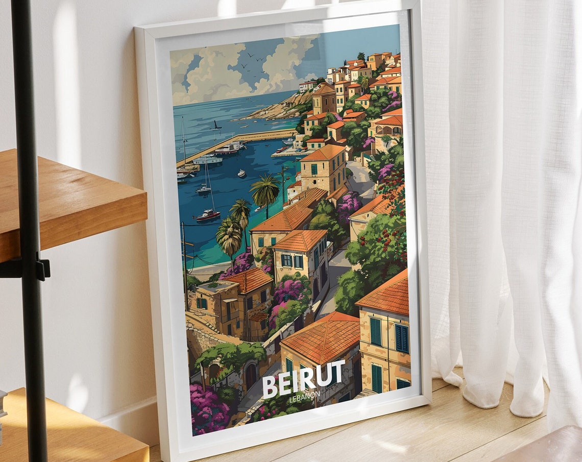 Beirut Travel Print Lebanon Beirut Travel Wall Poster Lebanon Travel Poster Lebanon Cityscape Wall Art Unique City Art Decor