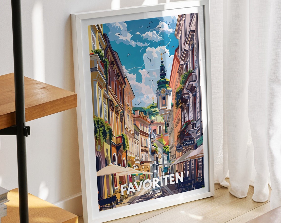Favoriten Travel Print Austria Favoriten Travel Poster Austria Travel Poster Austria Cityscape Wall Art Unique City Art Decor