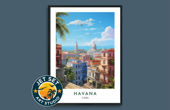Havana Caribbean Travel Print Wall Art Hanging Home Dcor Gift Lovers Framed Unframed Canvas Kitchen