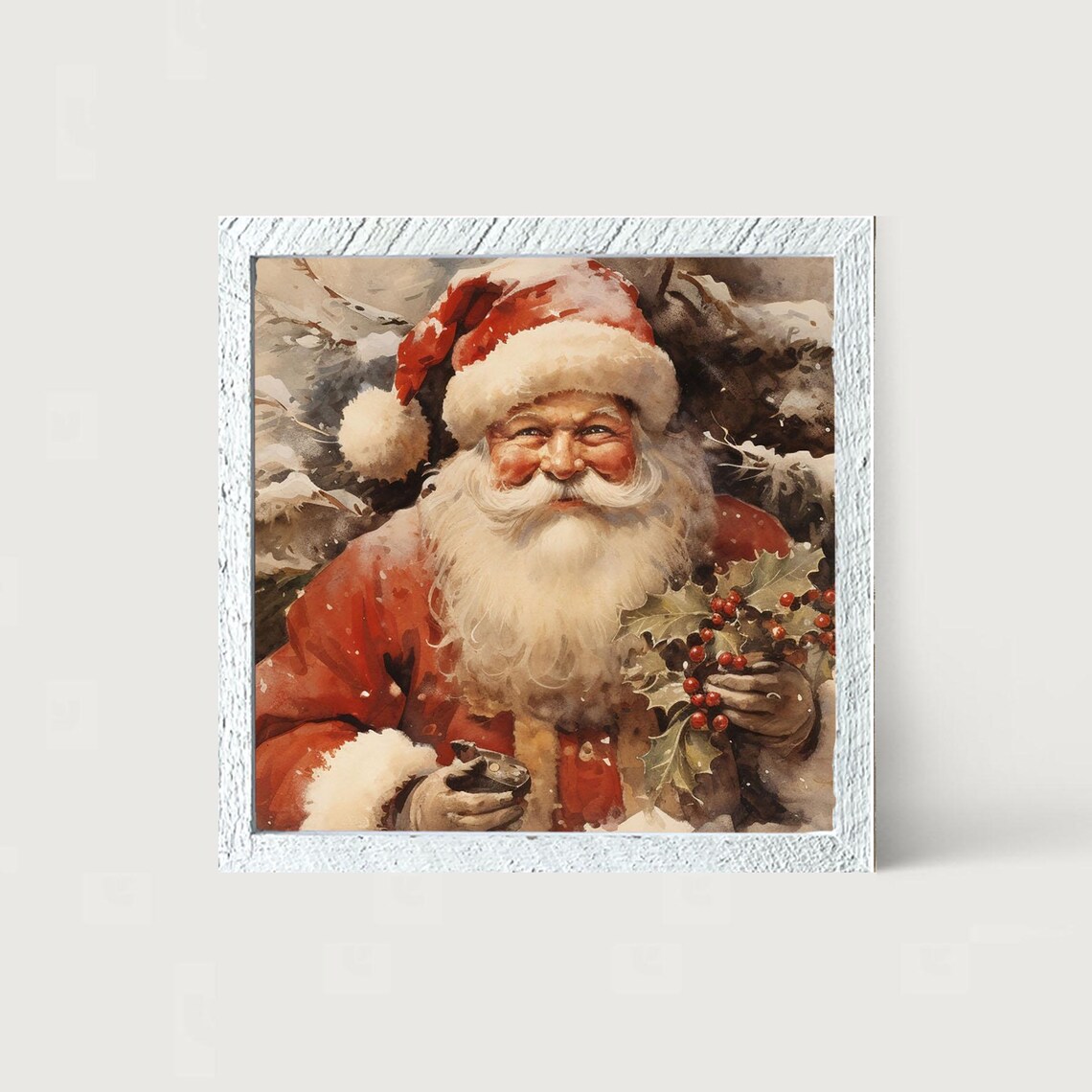 Modern Santa Smiling Christmas Holiday Art Print - Image 2